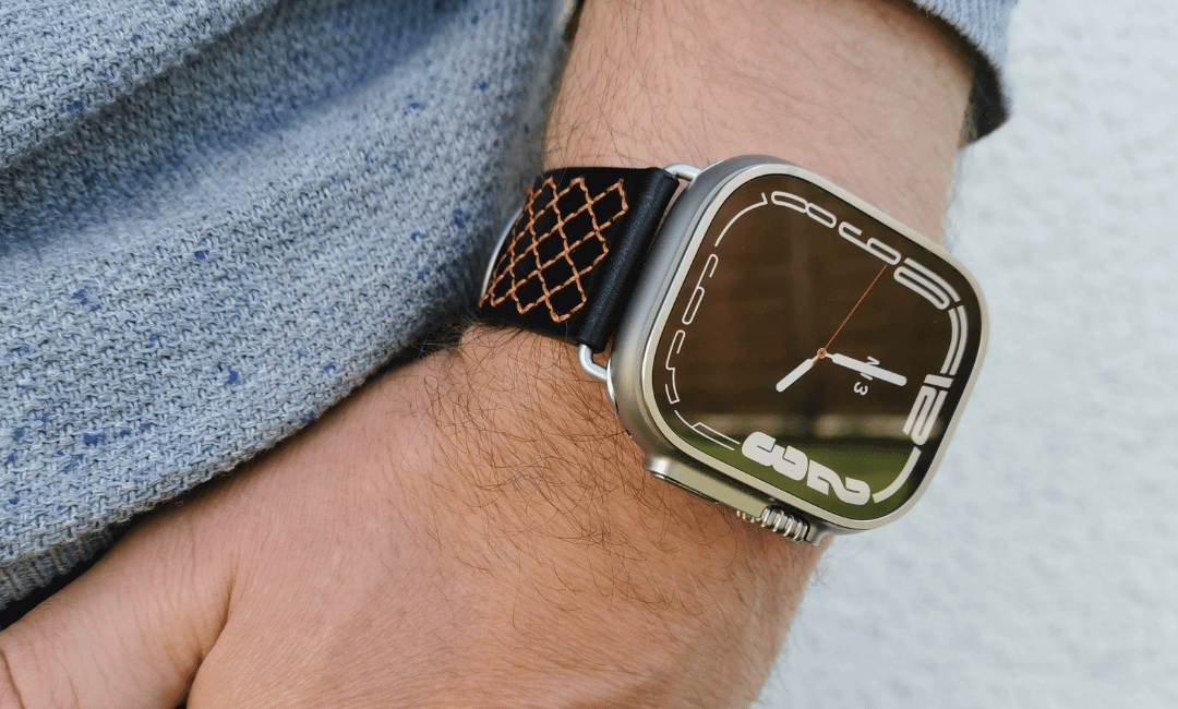 Stilvolles Uhrenband aus hochwertigem Echtleder für die Apple Watch Ultra 1+2, handgemacht in Bayern