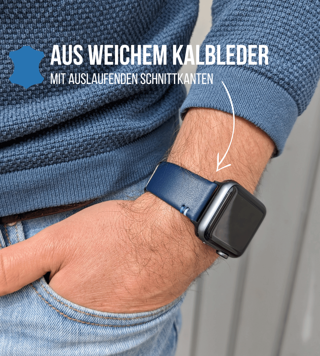 Armband für die Apple Watch aus Kalbleder | Royalblau