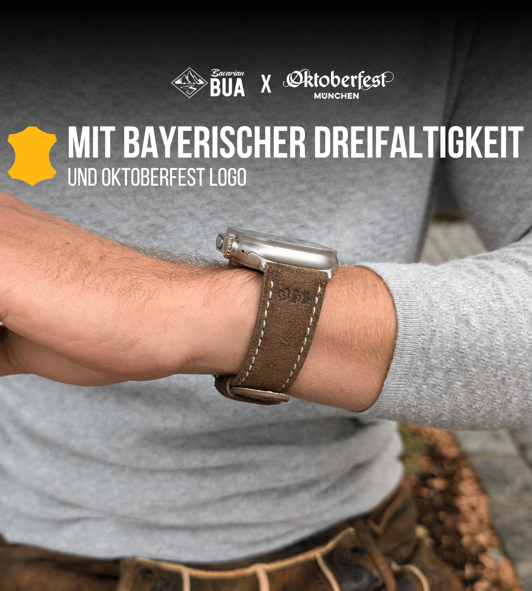 Oktoberfest™️ Lederhosenbandl für deine Apple Watch, braun