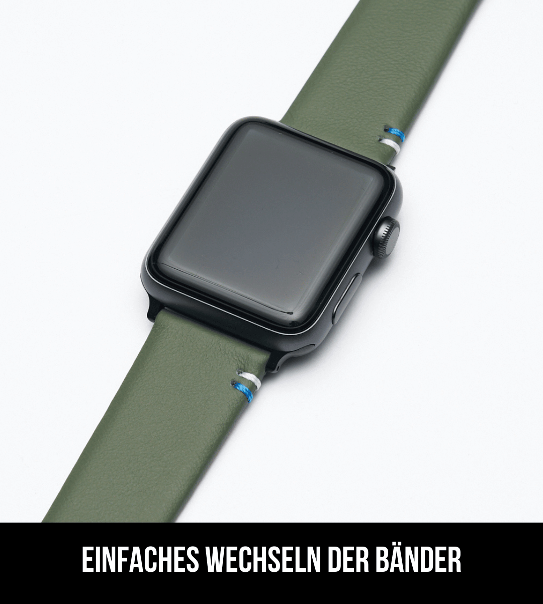 Armband für die Apple Watch aus Kalbleder | Salbei Wappen