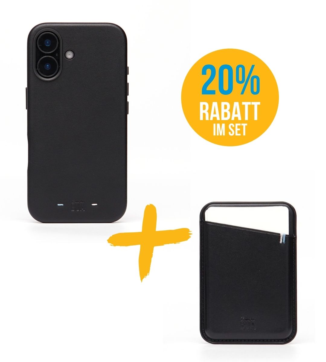 Set Hülle + Wallet | Leder Hülle für dein iPhone + Leder Wallet mit MagSafe Schwarz