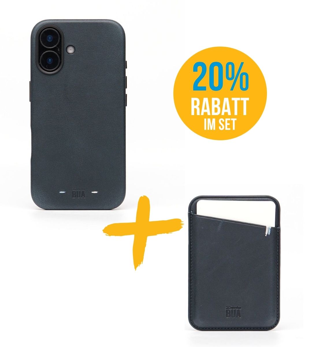 Set Hülle + Wallet | Leder Hülle für dein iPhone + Leder Wallet mit MagSafe Blau