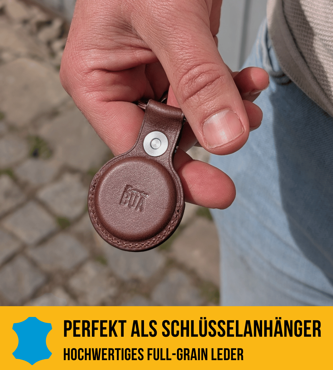 Leder Hülle für AirTag als Schlüsselanhänger | Braun