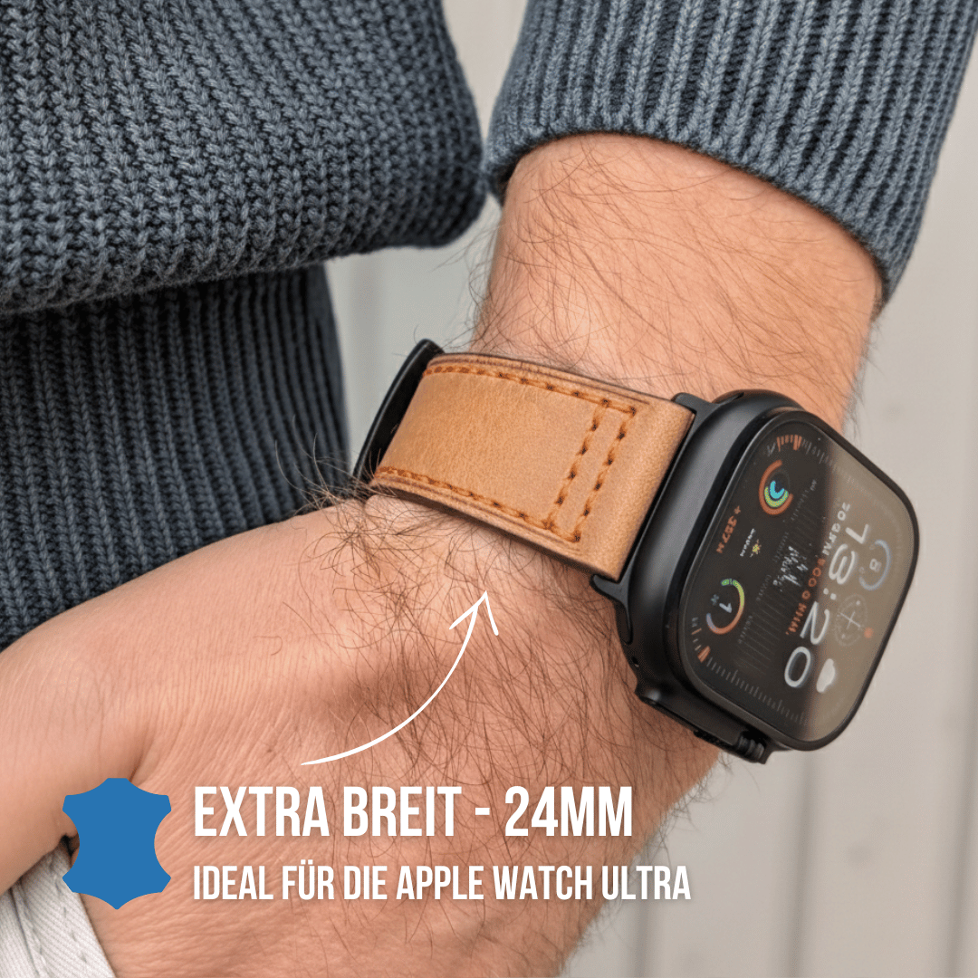 Robustes Armband für die Apple Watch Ultra aus Echtleder