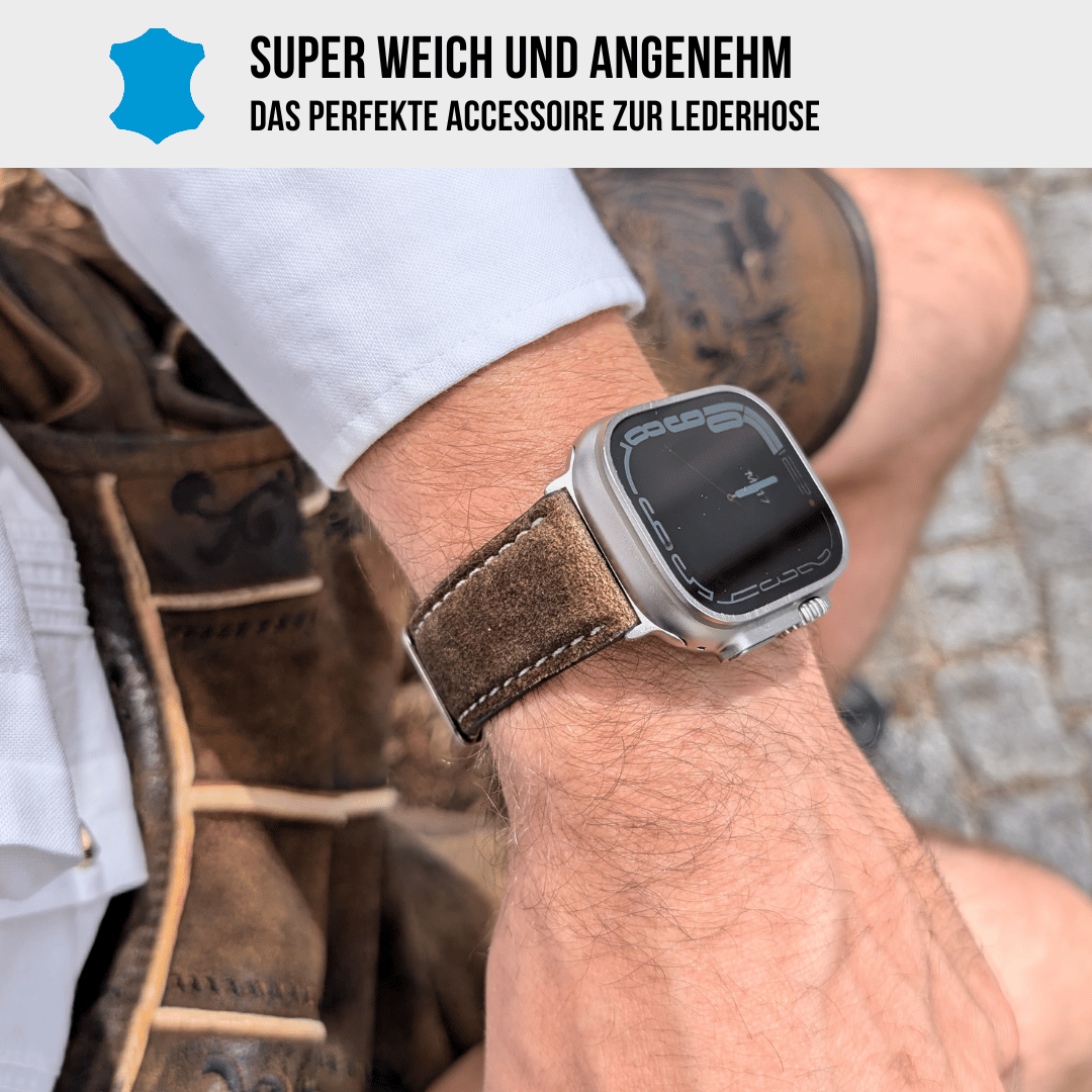 Armband für die Apple Watch Ultra aus Lederhosenleder