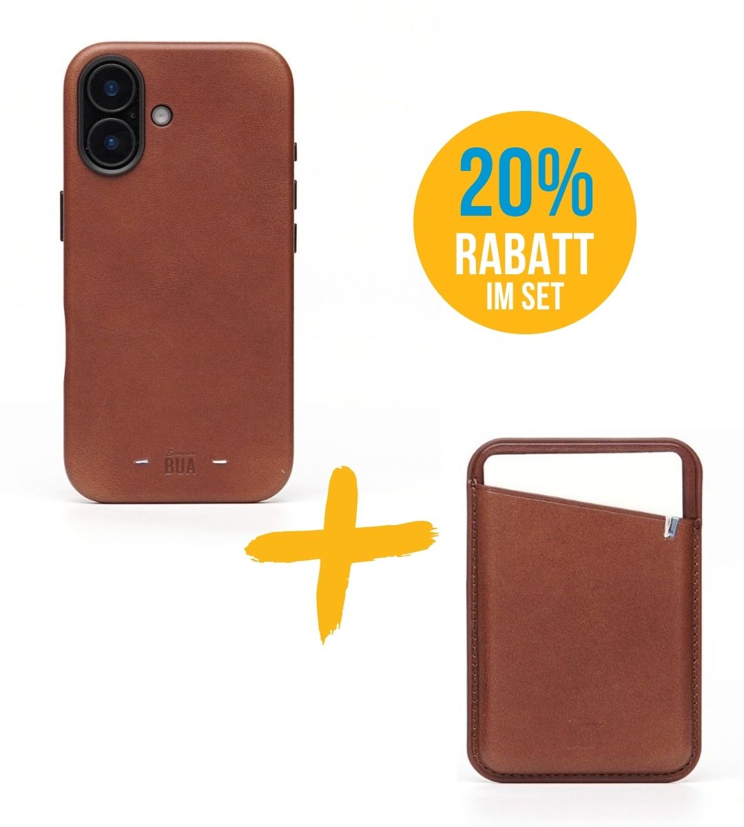Set Hülle + Wallet | Leder Hülle für dein iPhone + Leder Wallet mit MagSafe Braun