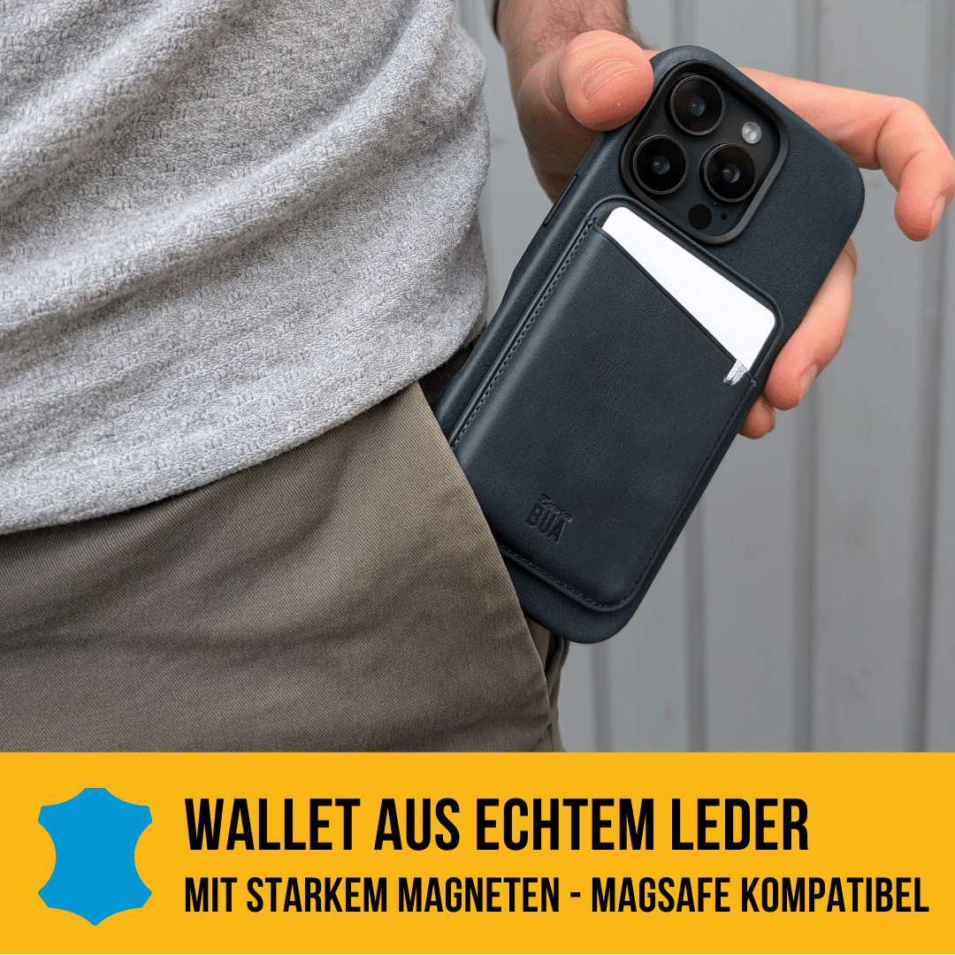 Leder Wallet für iPhone mit MagSafe | Dunkelblau