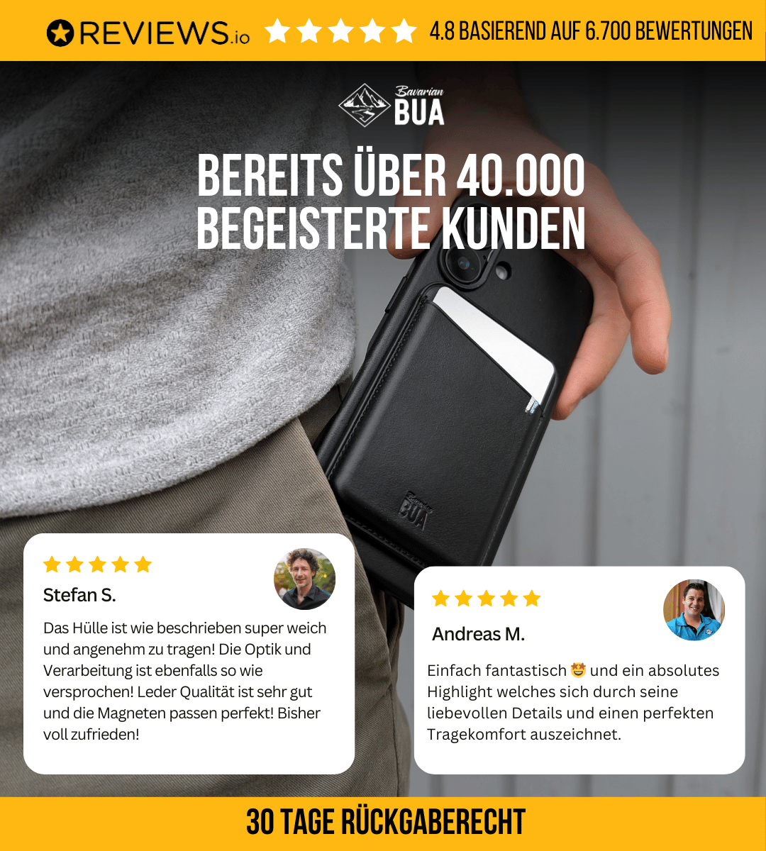 Leder Wallet für iPhone mit MagSafe | Schwarz