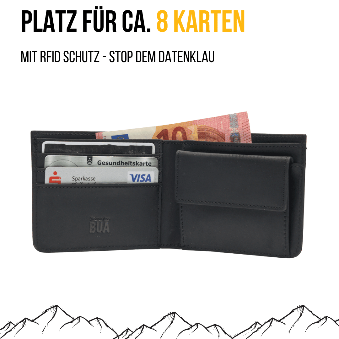 Geldbeutel aus Echtleder mit Münzfach