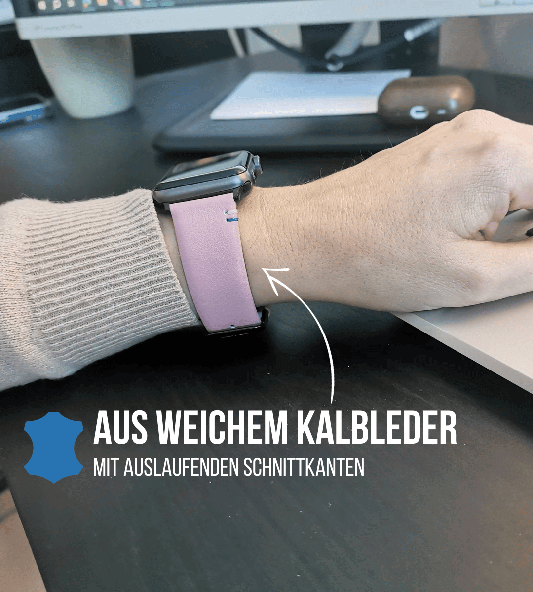 Armband für die Apple Watch aus Kalbleder | Rosa Franken