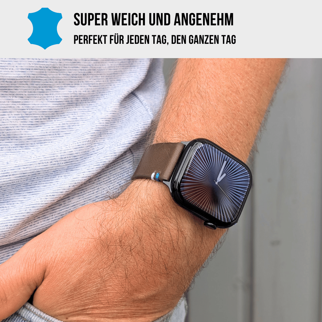 Weiches Lederband für Apple Watch aus Vollnarbenleder