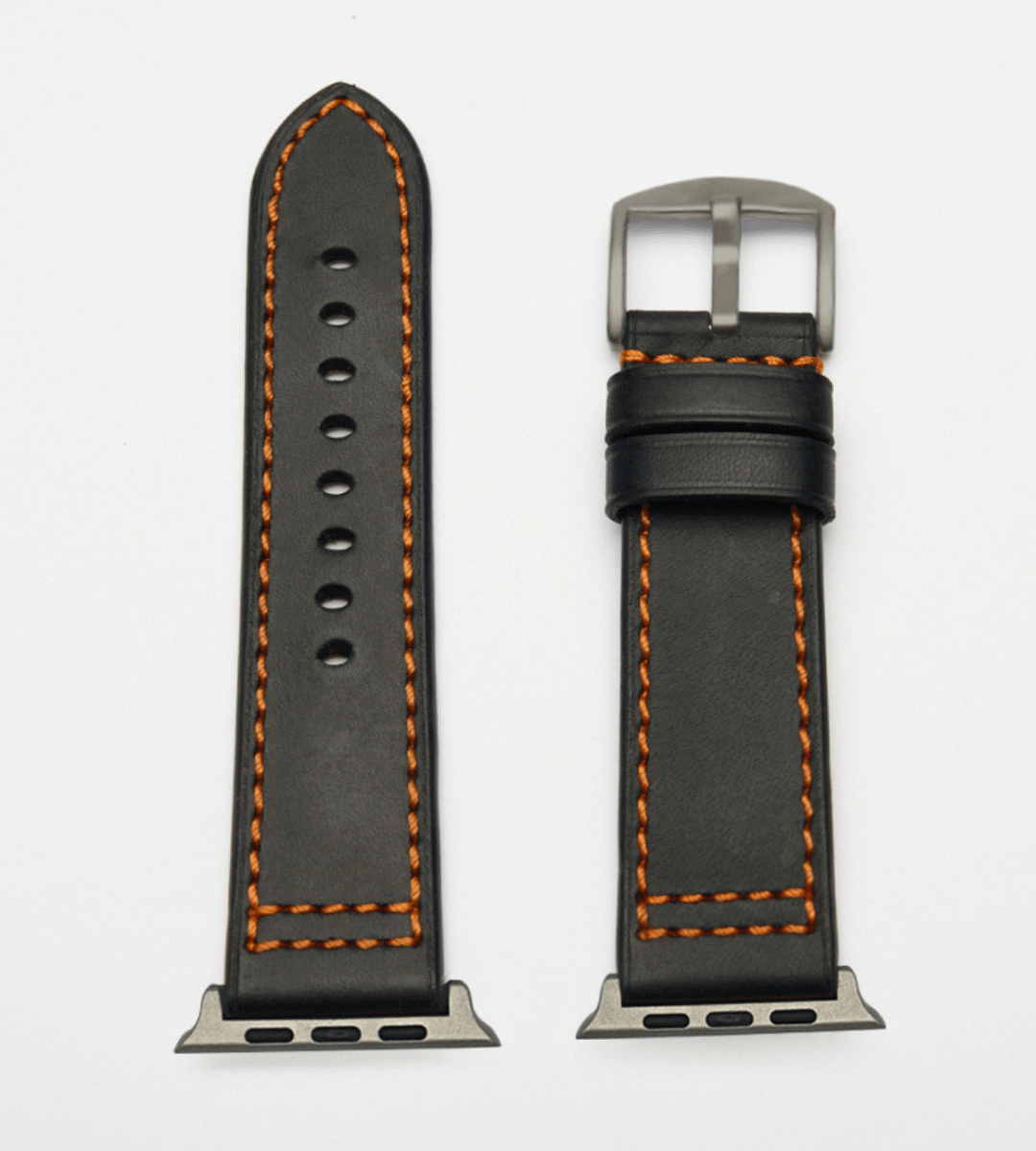 Set für Apple Watch Ultra | Titanband Magnet + Robustes Echtlederband Schwarz