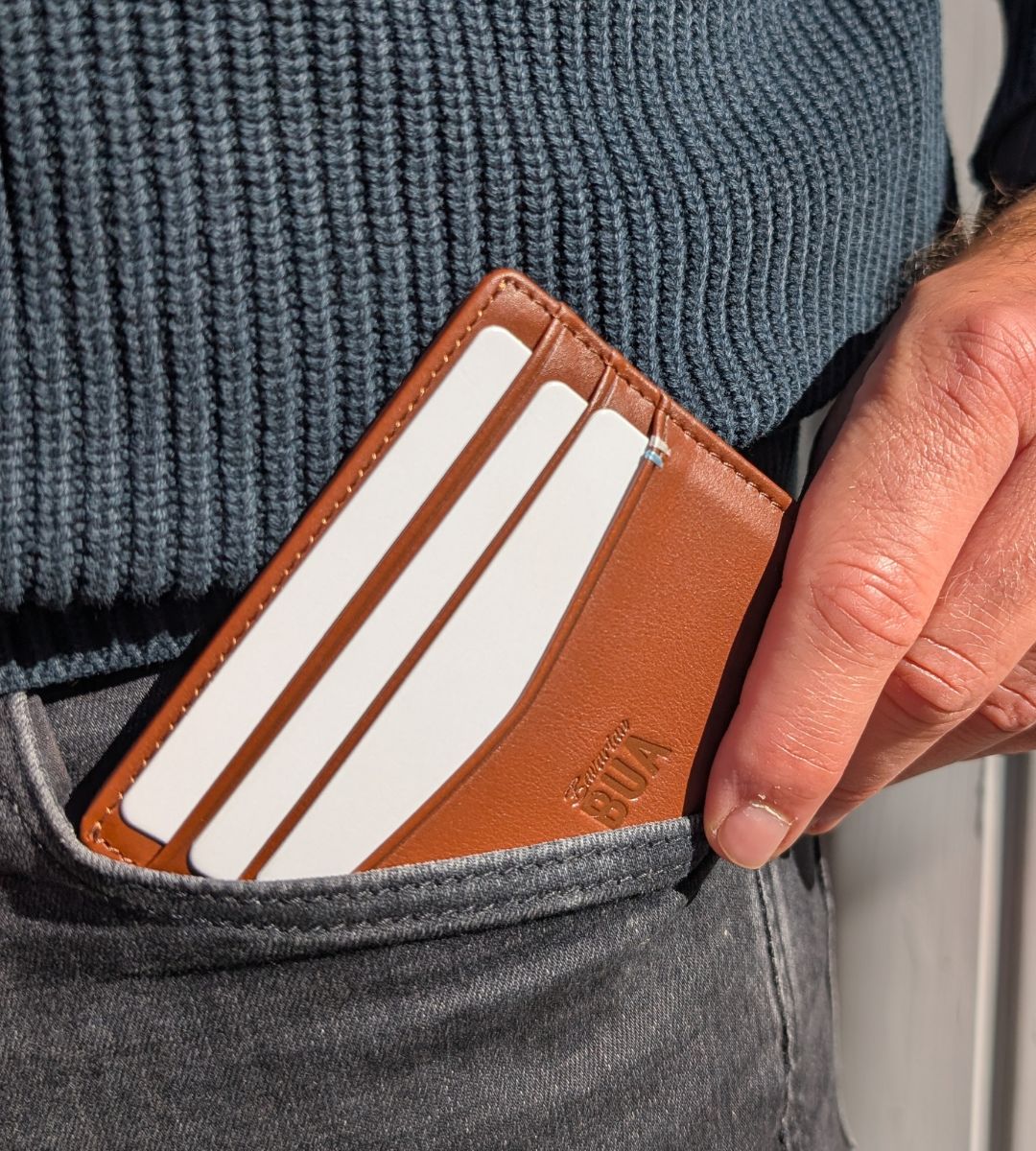 Schlankes Kartenetui aus Echtleder