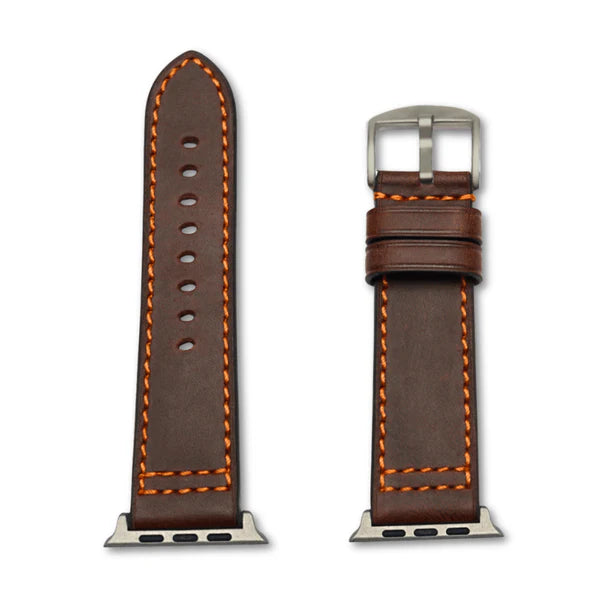 Set für Apple Watch Ultra | Leder Band Hellblau + Dunkelbraun