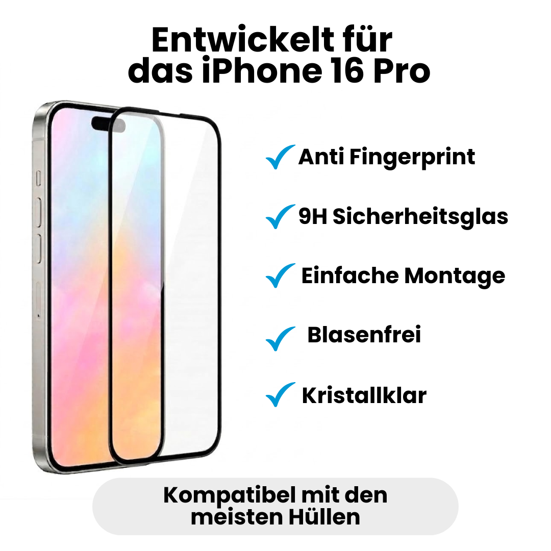 Displayschutzfolie iPhone 16 Pro mit Applikator
