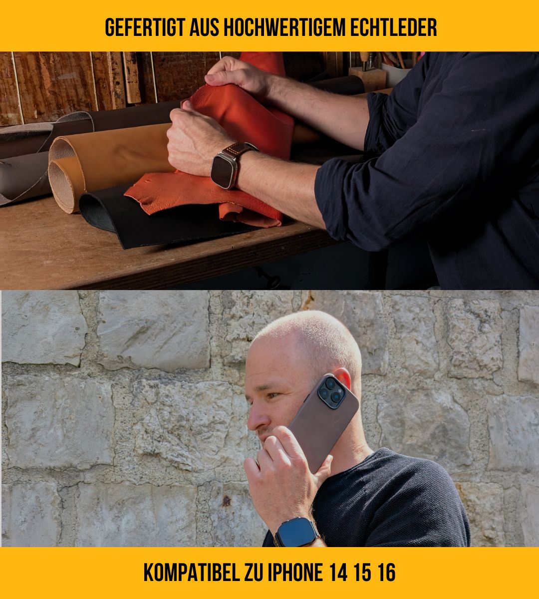 Leder Hülle für iPhone mit MagSafe | Olive