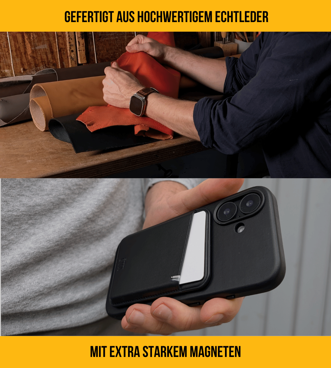 Leder Wallet für iPhone mit MagSafe | Braungrau