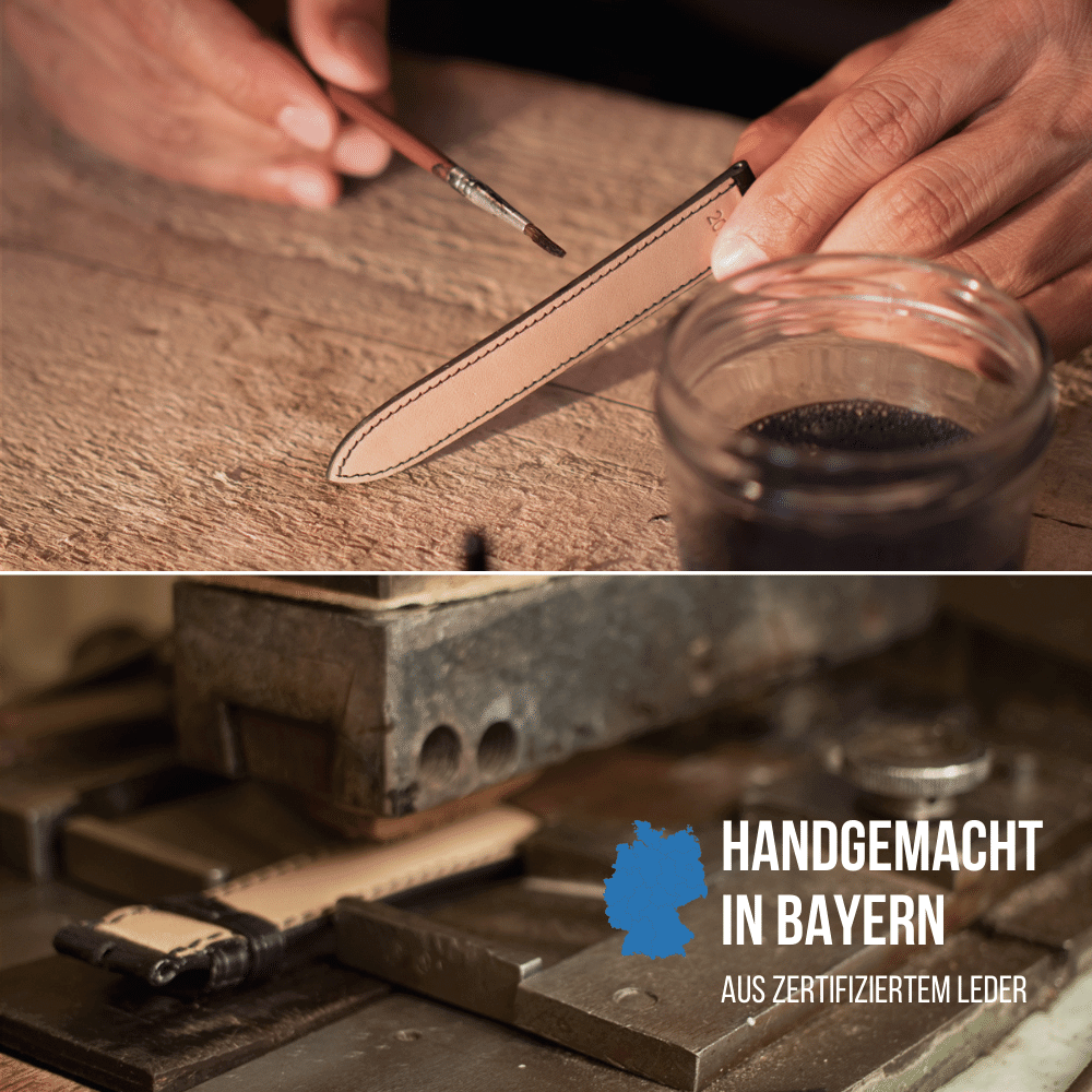 Set für Apple Watch Ultra | Titanband Magnet + Robustes Echtlederband Hellblau