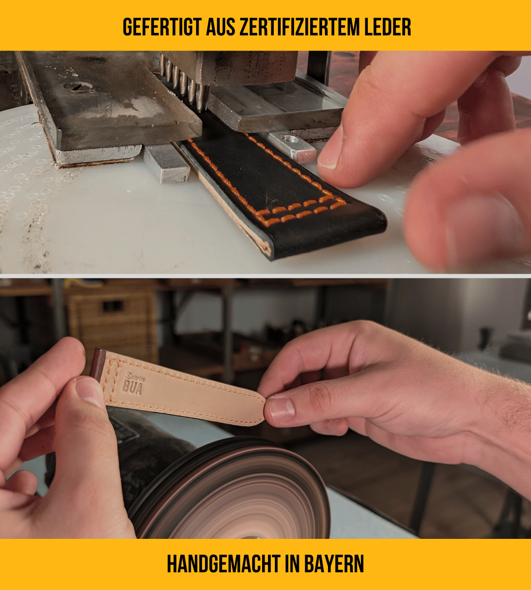 Robustes Armband für die Apple Watch Ultra aus Echtleder | Schwarz