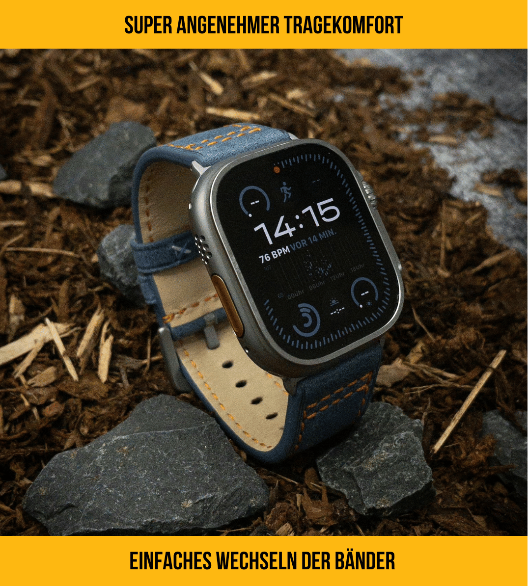 Robustes Armband für die Apple Watch Ultra aus Echtleder