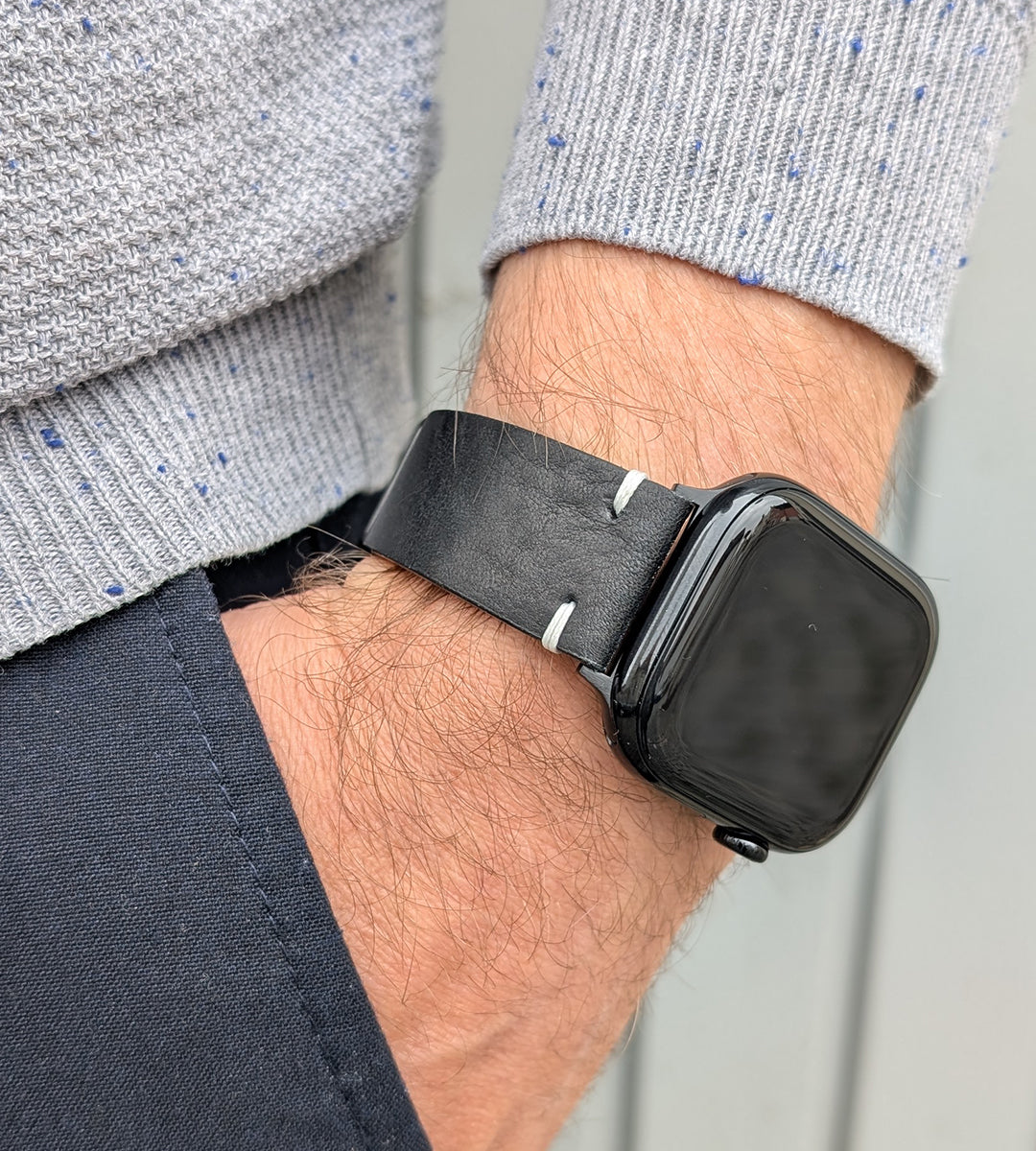 Armband für die Apple Watch aus Rindleder | Schwarz