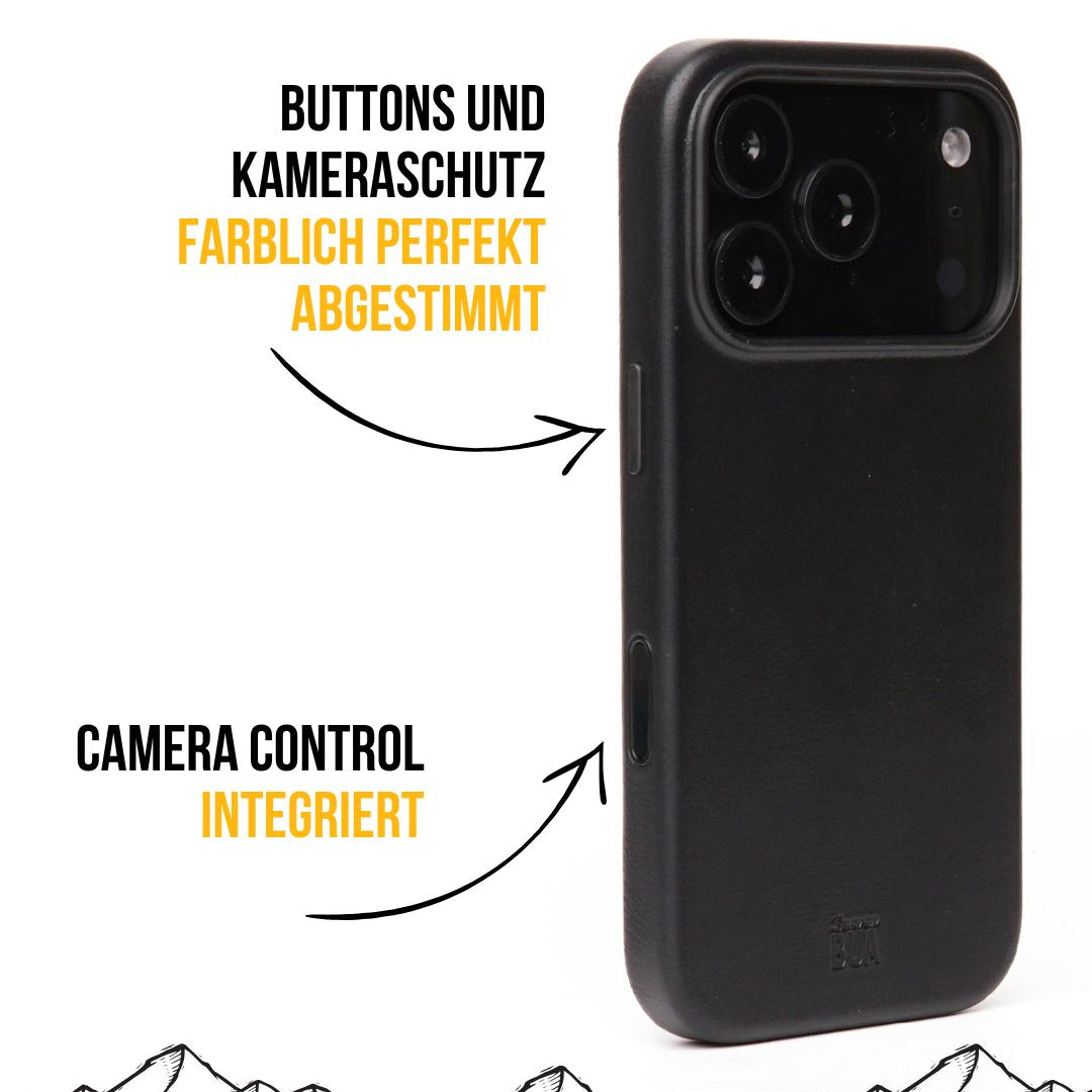 Schwarze Leder iPhone Hülle Produktinformation