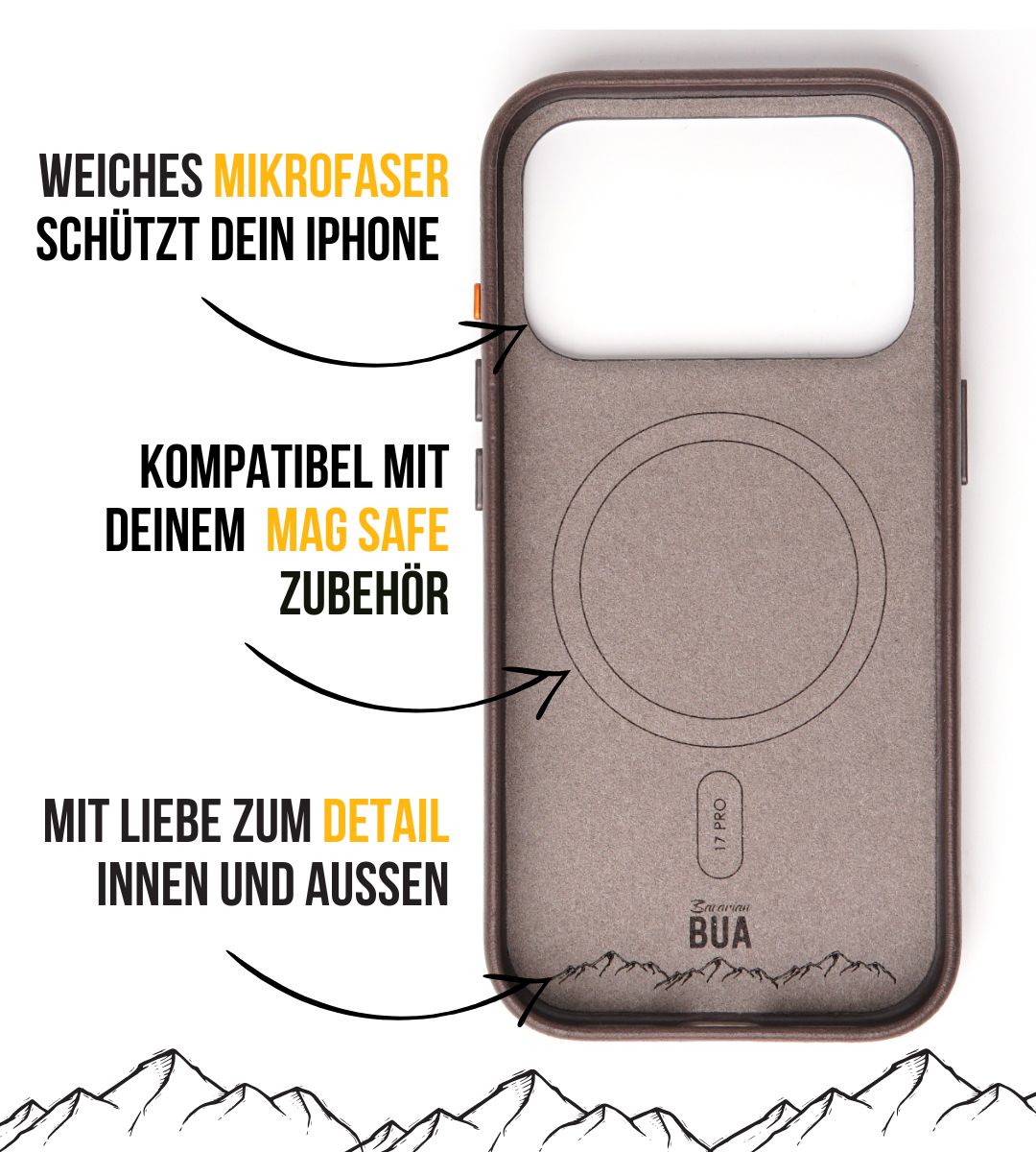 Leder Hülle für iPhone 17 mit MagSafe | Grau