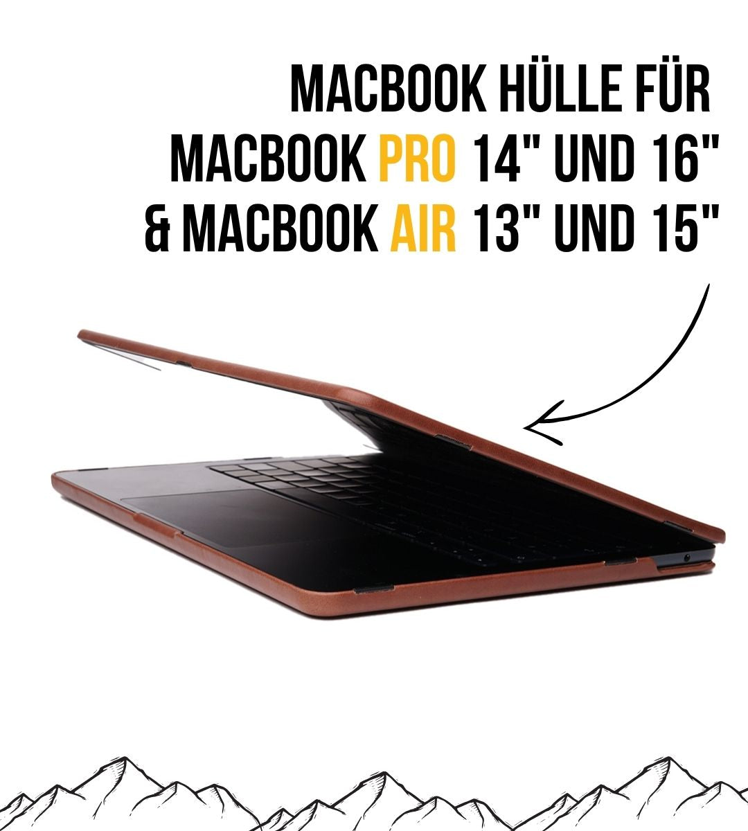 Fesche MacBook Pro und MacBook Air Hülle aus echtem Leder - Braun