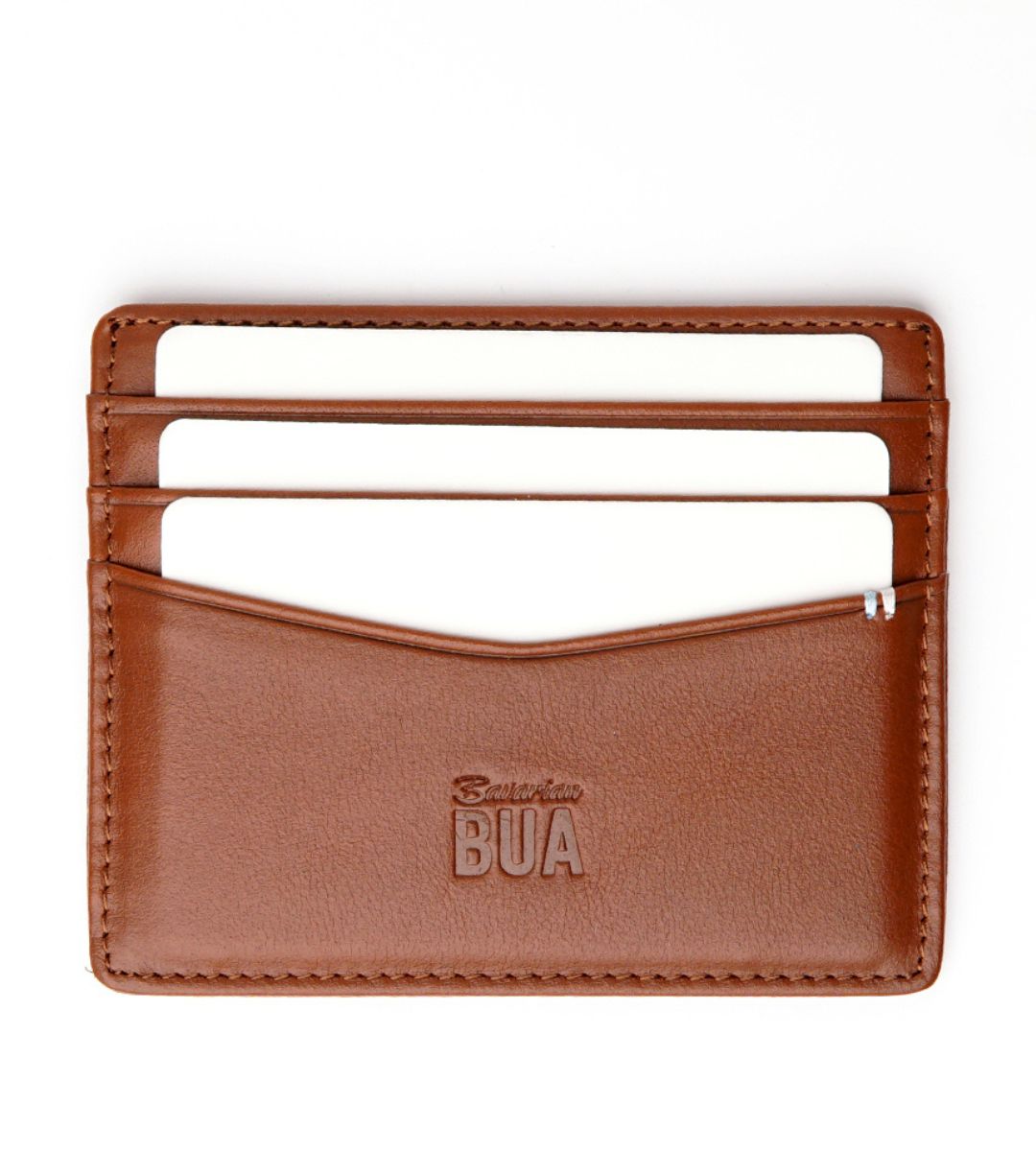 Schlankes Kartenetui aus Echtleder in Braun