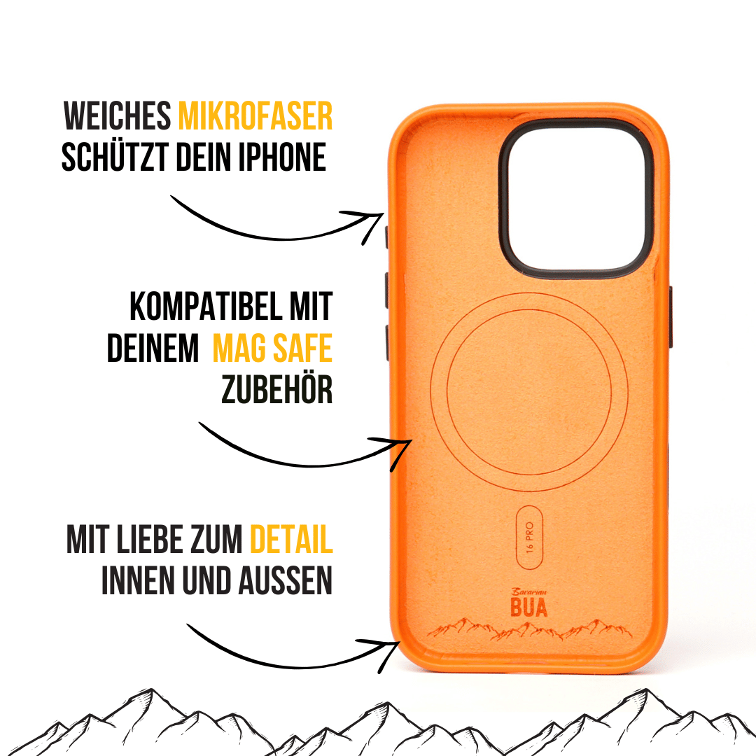 Leder Hülle für iPhone 16 Pro mit MagSafe | Orange