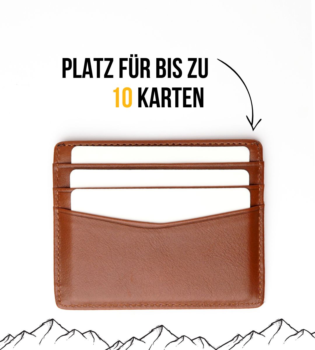 Schlankes Kartenetui aus Echtleder in Braun