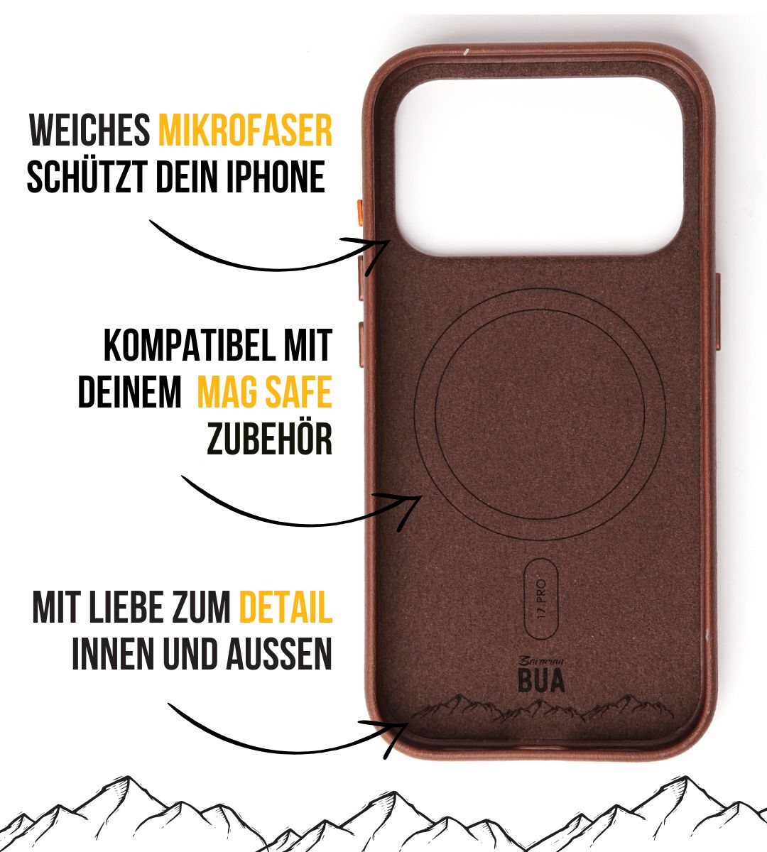 Leder Hülle für iPhone mit MagSafe | Braun