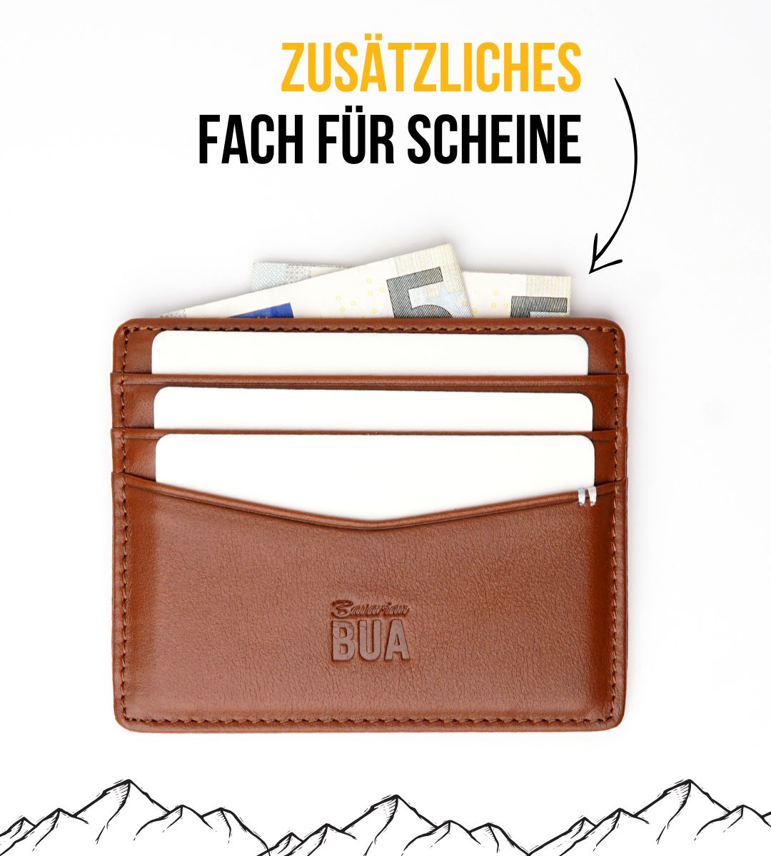 Schlankes Kartenetui aus Echtleder in Braun