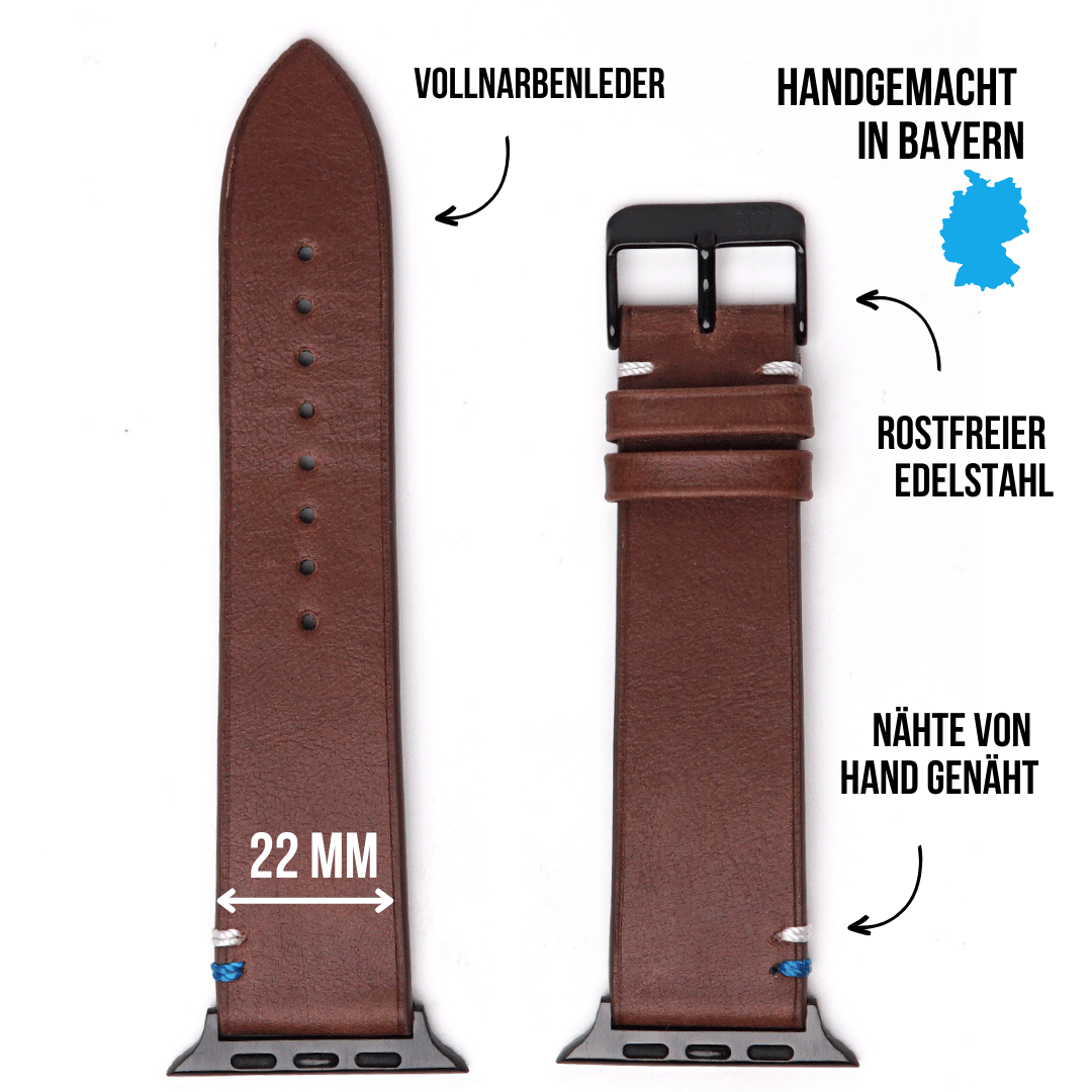 Weiches Lederband für Apple Watch aus Vollnarbenleder