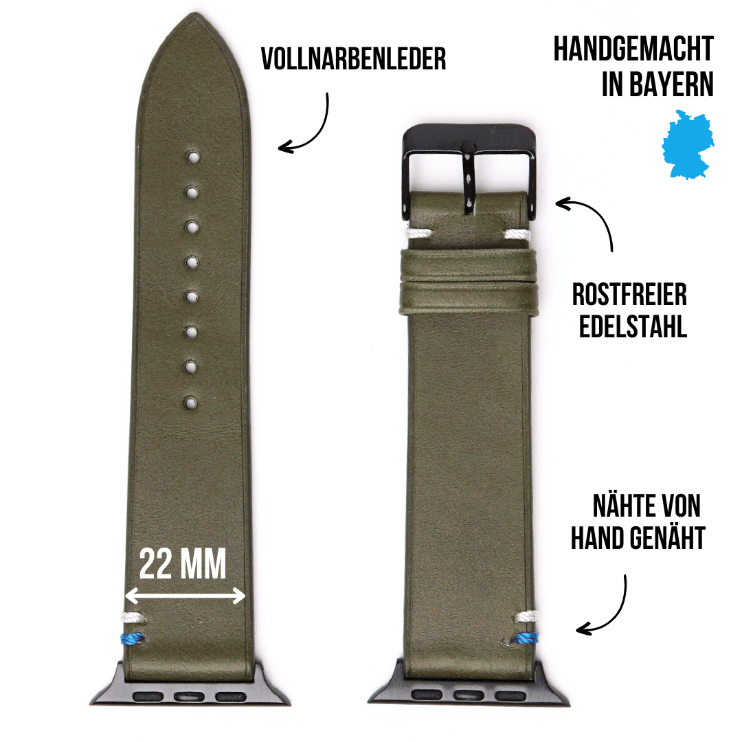 Weiches Lederband für Apple Watch aus Vollnarbenleder