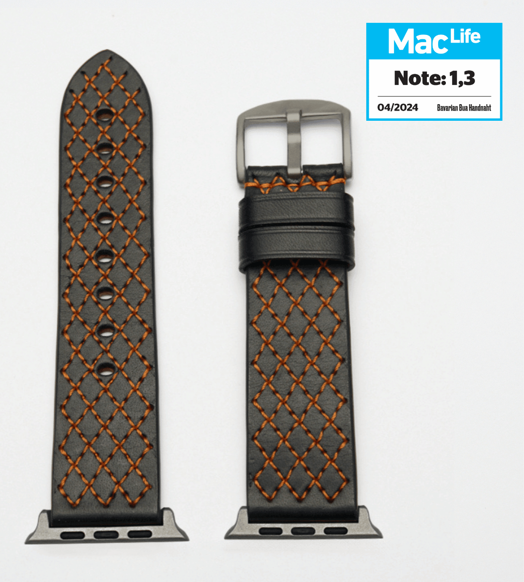 Elegantes Echtleder Uhrenband für Apple Watch Ultra 1+2 mit Handnaht, gefertigt in kleinen bayerischen Manufakturen
