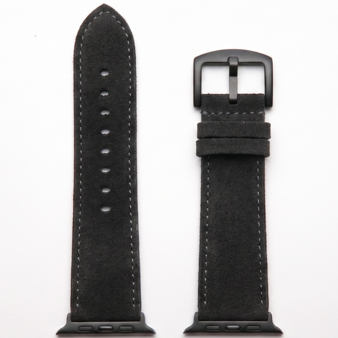 Anthracite Alcantara Armband für Apple Watch Ultra mit schwarzer Edelstahl-Schließe