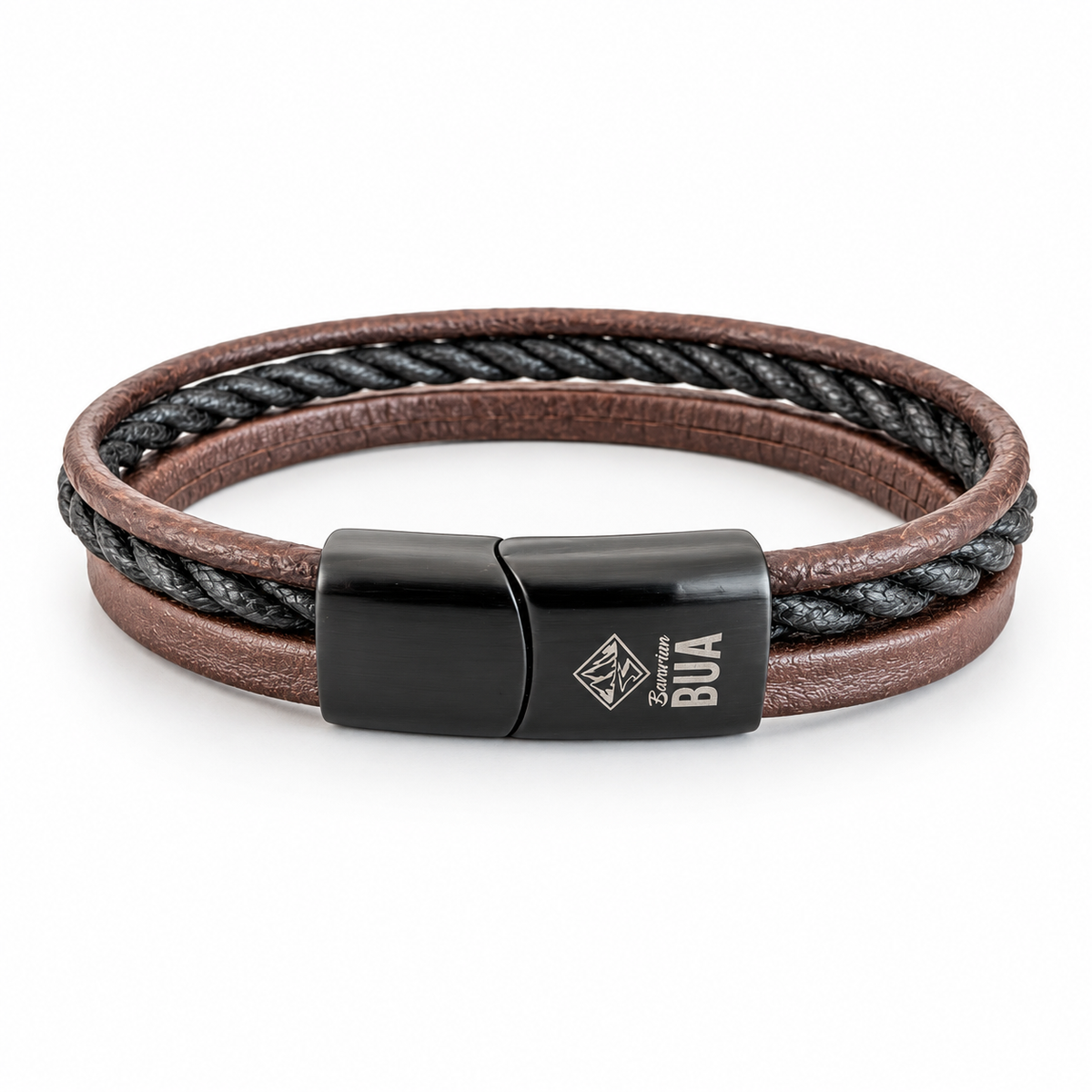 Bavarian BUA Lederarmband Trio in Braun-Schwarz – Studioansicht