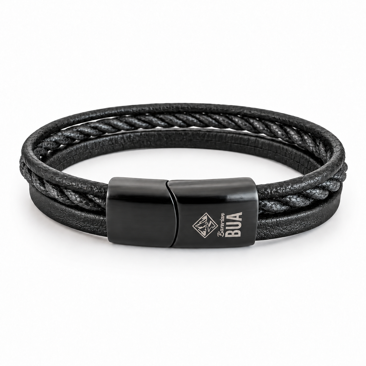 Bavarian BUA Lederarmband Trio in Schwarz – Studioansicht