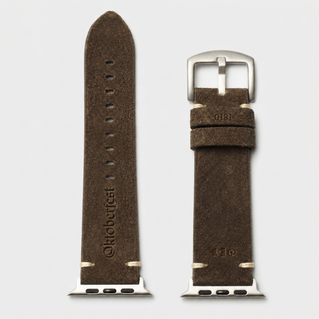 Oktoberfest Lederhosenleder-Armband in Braun mit naturfarbener Schließe