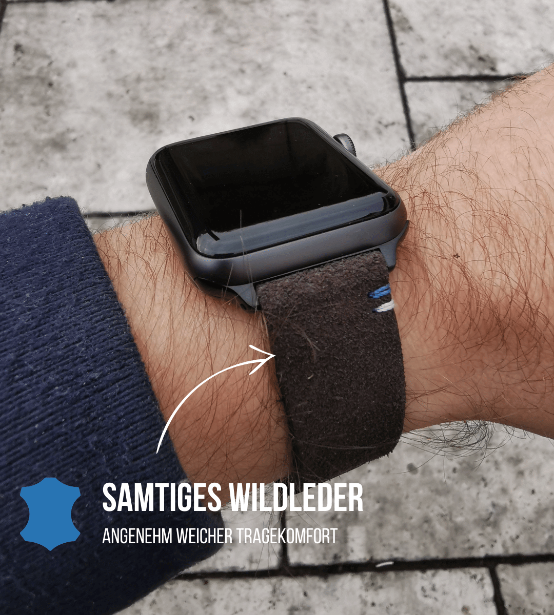 Apple Watch® Wildlederbandl | Dunkelbraun