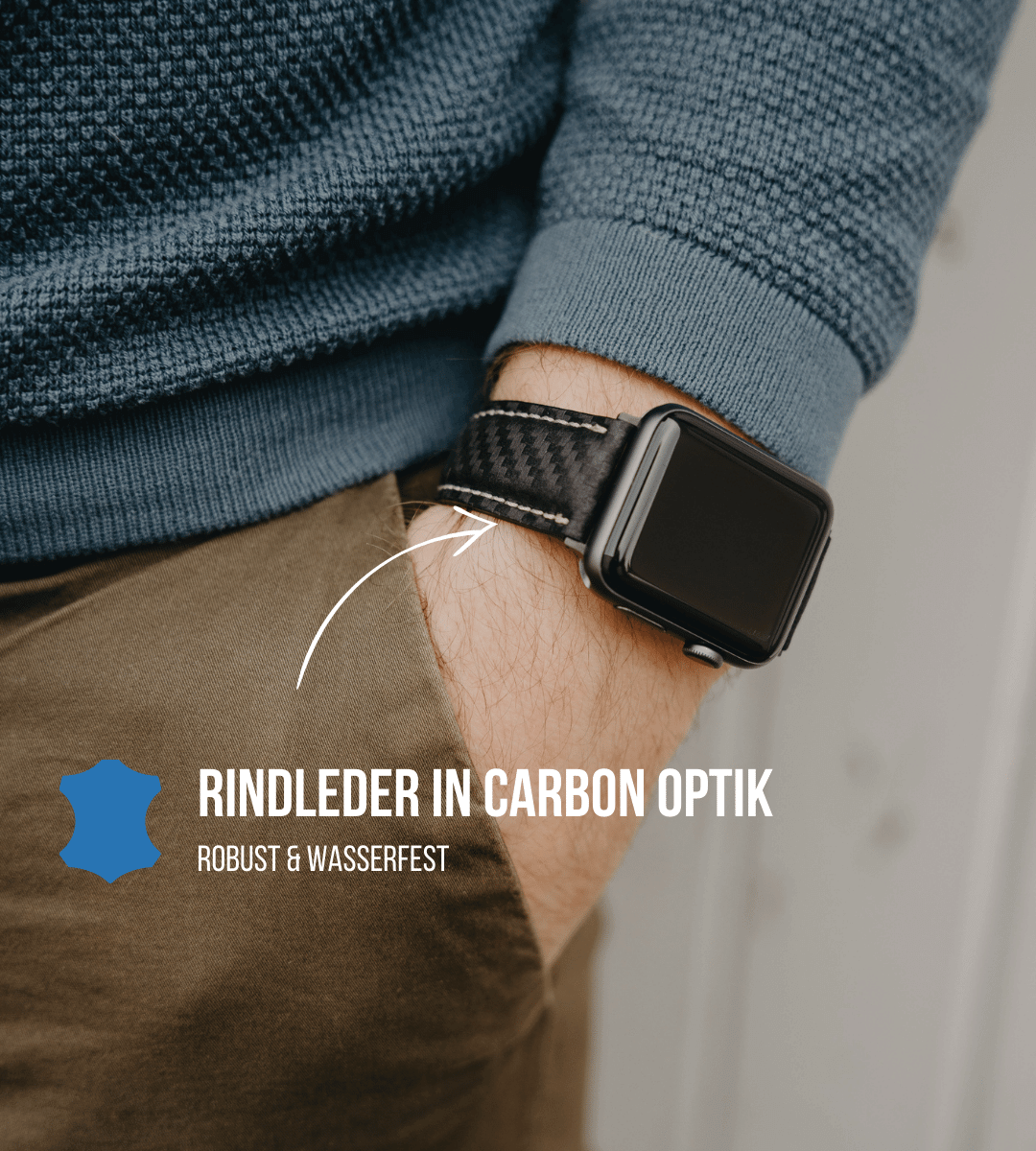Armband für die Apple Watch aus Rindleder | Carbon