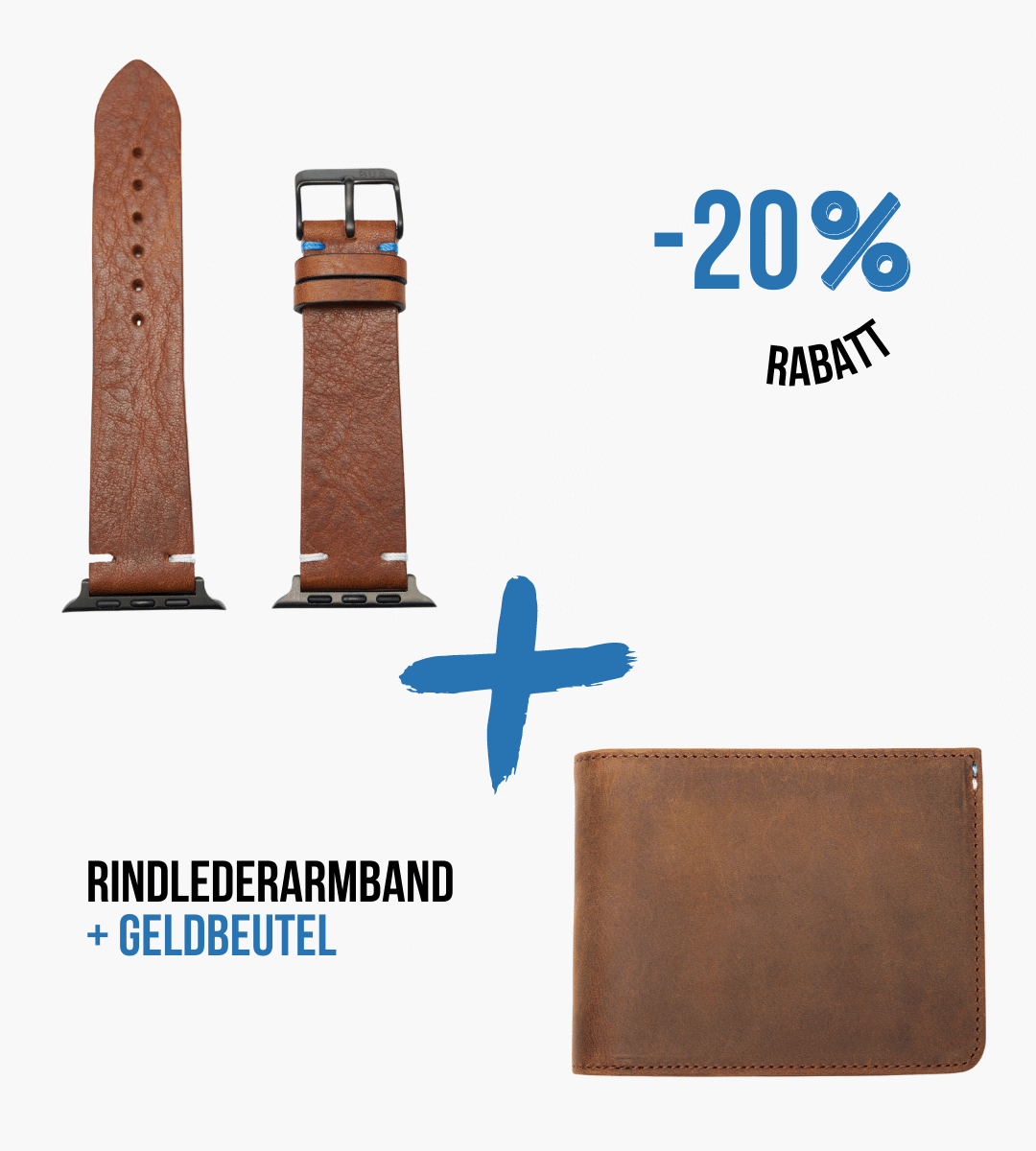 Apple Watch® Set Rindlederbandl | Mittelbraun + Geldbeutel