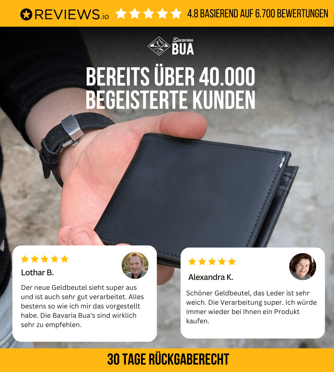 Geldbeutel aus Echtleder mit Münzfach