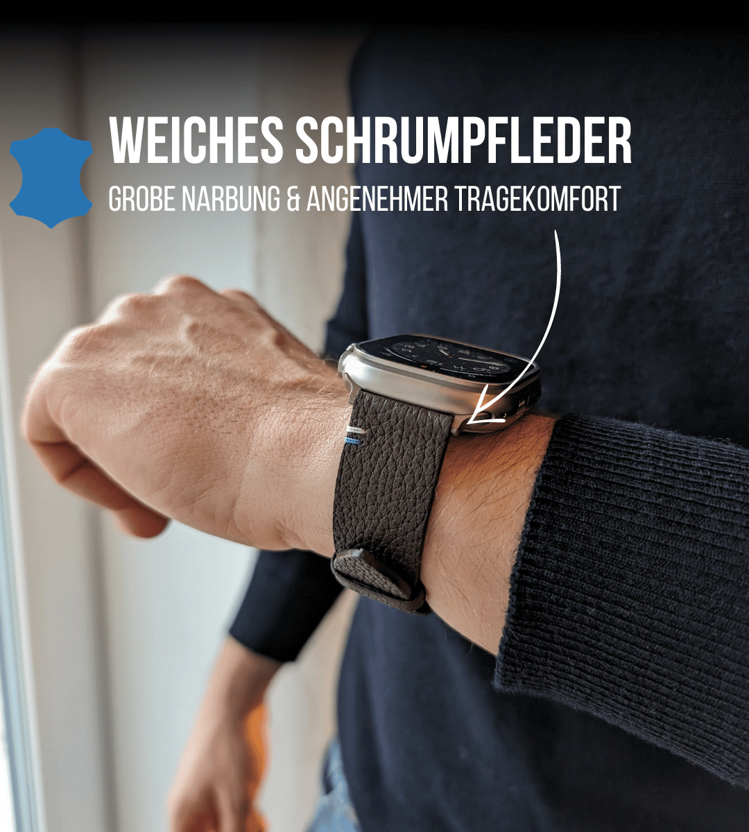 Apple Watch® Schrumpflederband | Dunkelbraun
