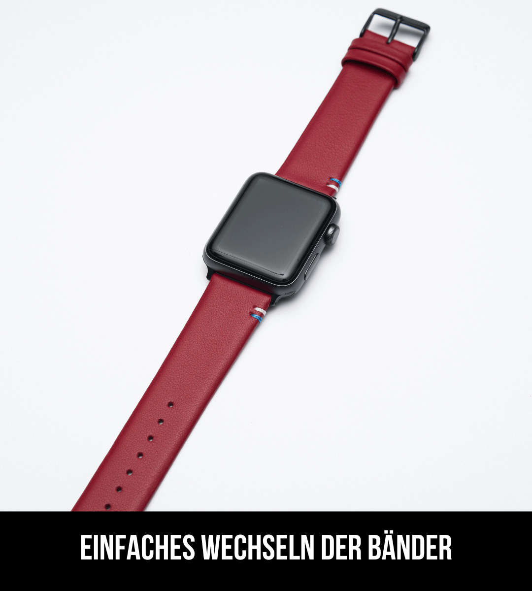 Apple Watch® Lederbandl | Weinrot Herz