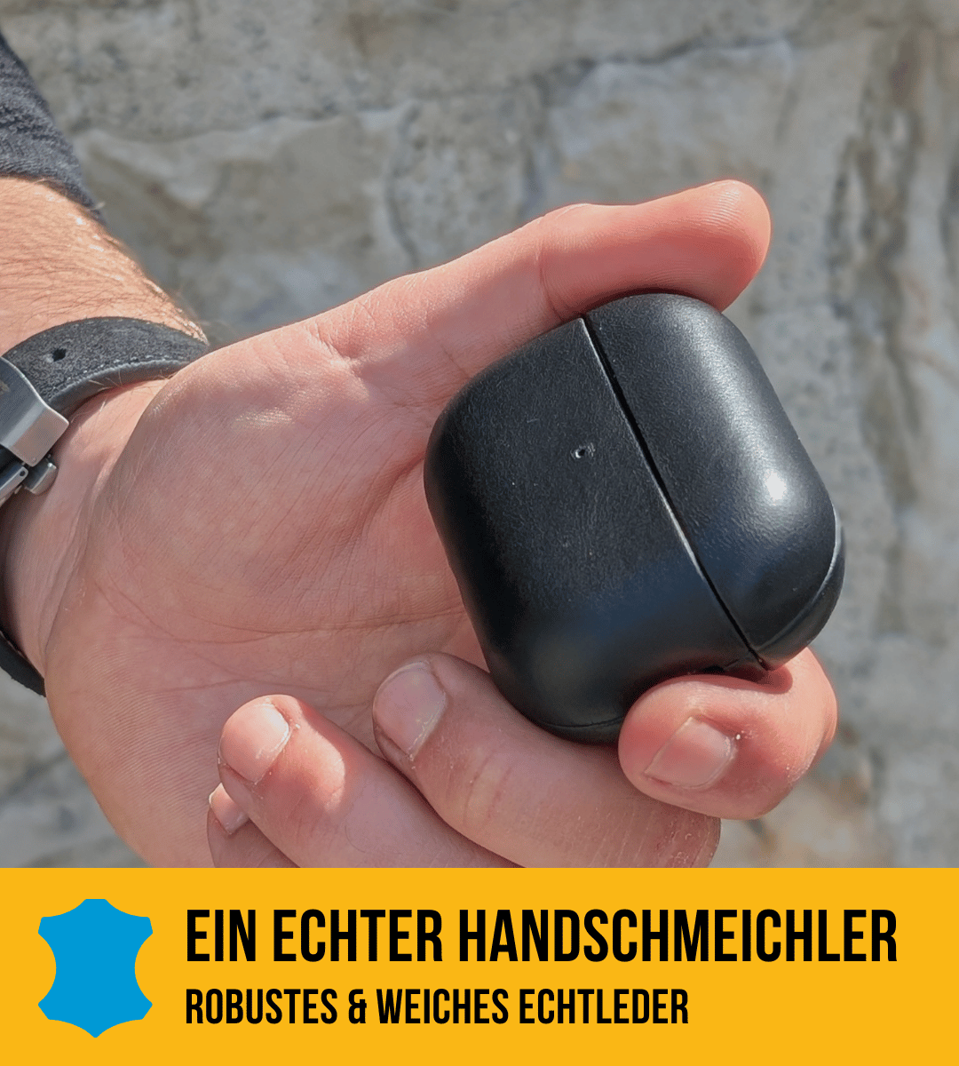 Leder Hülle für AirPods mit MagSafe | Schwarz