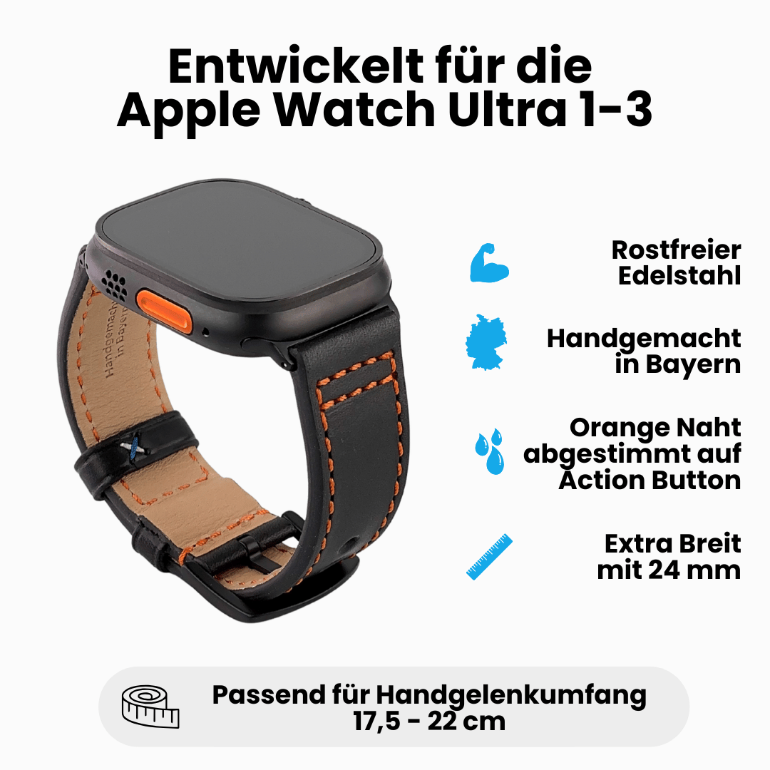 Robustes Armband für die Apple Watch Ultra aus Echtleder