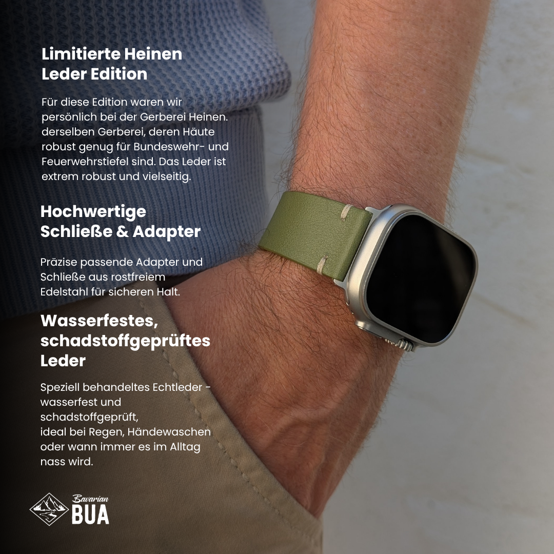 Limitiertes Wasserfestes Heinen Leder Armband für Apple Watch Ultra