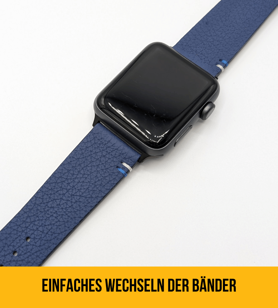 Armband für die Apple Watch aus genarbtem Leder | Royalblau